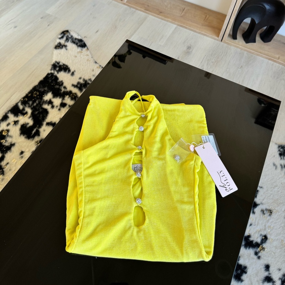 Oh Polly Cut Out Bodycon Mini Dress 💛 Size 4 - Picture 3 of 8